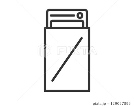 トレーディングカードの、オリパ開封のアイコン（線画）のイラスト 129037893