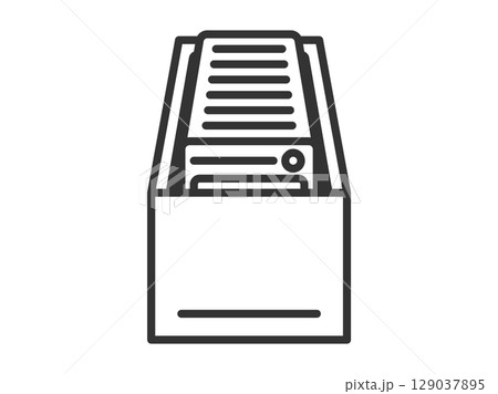 ストレージボックスに入った、トレーディングカードのアイコン（線画）のイラスト 129037895