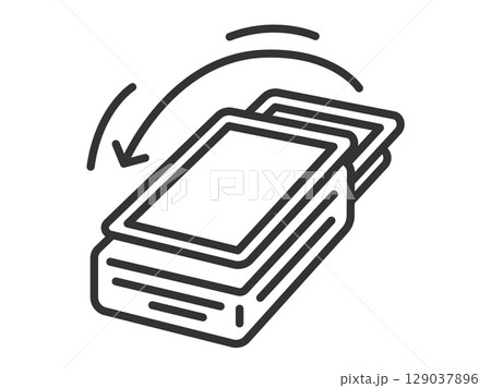 トレーディングカードの、デッキシャッフルのアイコン(線画)のイラスト トレーディングカードの、デッキシャッフルのアイコン(線画)のイラスト 129037896