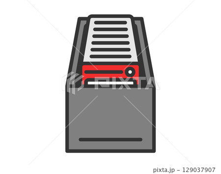 ストレージボックスに入った、トレーディングカードのアイコン(線画カラー)のイラスト ストレージボックスに入った、トレーディングカードのアイコン(線画カラー)のイラスト 129037907