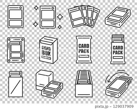 Illustration set of trading card related icons (line drawings) Illustration set of trading card related icons (line drawings) 129037909
