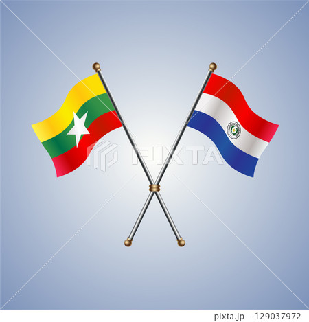 Myanmar and Paraguay flag. Vector Illustration 129037972