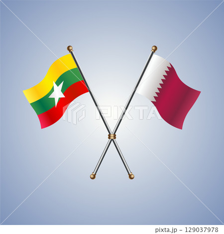 Myanmar and Qatar flag. Vector Illustration 129037978