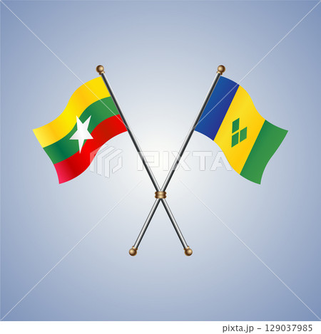 Myanmar and ST. Vincent Grenadines flag. Vector Illustration Myanmar and ST. Vincent Grenadines flag. Vector Illustration 129037985