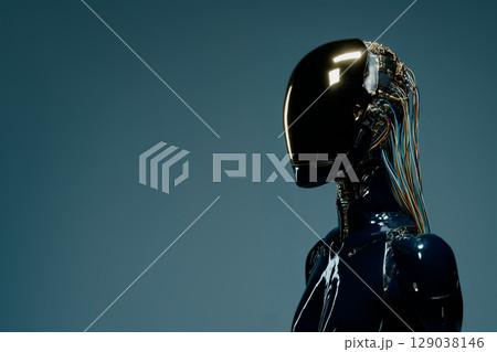 未来ファンタジーロボット人間 モデル 胴体と顔 129038146