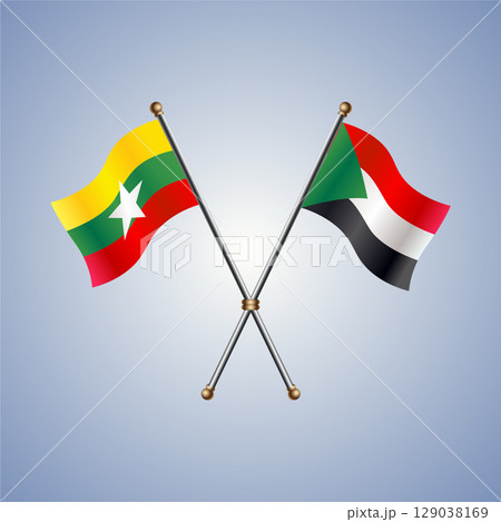 Myanmar and Sudan flag. Vector Illustration Myanmar and Sudan flag. Vector Illustration 129038169
