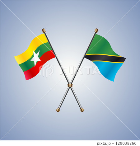 Myanmar and Tanzania flag. Vector Illustration 129038260