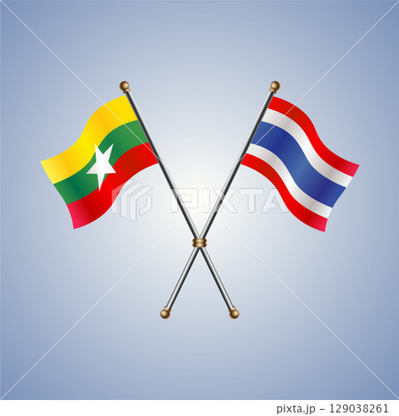 Myanmar and Thailand flag. Vector Illustration 129038261