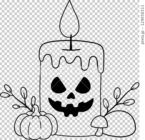 halloween candle in outline cartoon style, great for spooky cute kids coloring pages and october clipart halloween candle in outline cartoon style, great for spooky cute kids coloring pages and october clipart 129038311