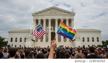 Activism at the Supreme Court for LGBTQ+ Rights - AI generated image 129038382
