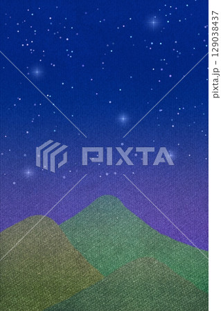 夜の空と星と山の背景 縦 129038437