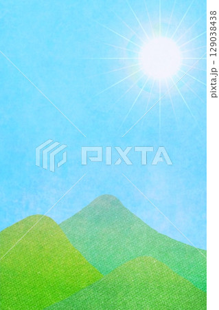 山と空と太陽の夏の風景 縦 山と空と太陽の夏の風景 縦 129038438