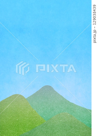 山と空のシンプルな風景 縦 129038439