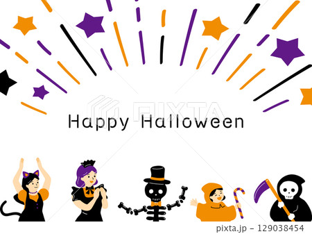 ハロウィンを楽しむ人達 129038454