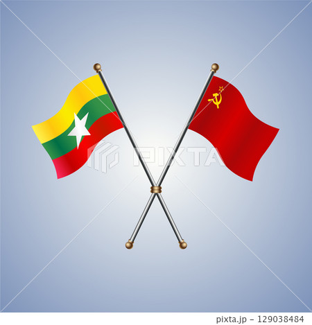 Myanmar and USSR flag. Vector Illustration Myanmar and USSR flag. Vector Illustration 129038484