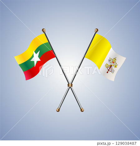 Myanmar and Vatican City flag. Vector Illustration Myanmar and Vatican City flag. Vector Illustration 129038487