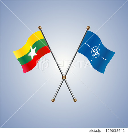 Myanmar and NATO flag. Vector Illustration 129038641