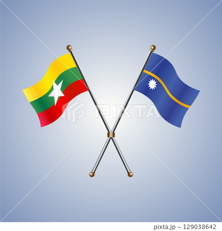 Myanmar and Nauru flag. Vector Illustration Myanmar and Nauru flag. Vector Illustration 129038642