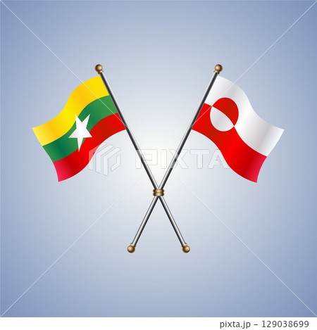 Myanmar and Greenland flag. Vector Illustration 129038699