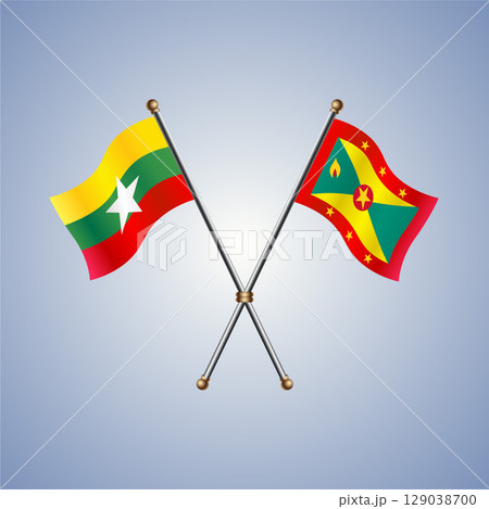 Myanmar and Grenada flag. Vector Illustration Myanmar and Grenada flag. Vector Illustration 129038700