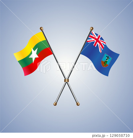 Myanmar and Montserrat flag. Vector Illustration 129038710