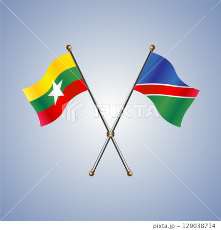 Myanmar and Namibia flag. Vector Illustration 129038714