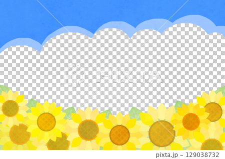 向日葵和夏日天空背景框架2 129038732