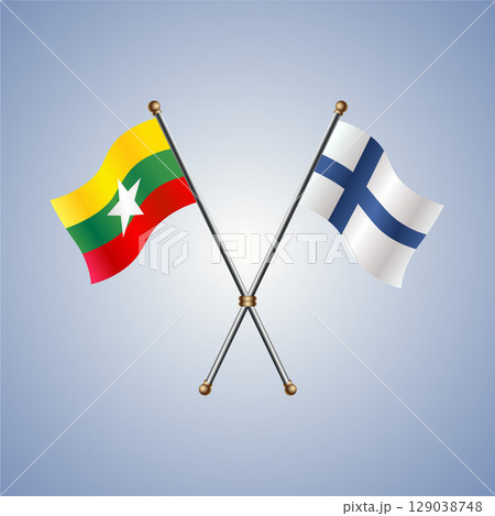 Myanmar and Finland flag. Vector Illustration 129038748
