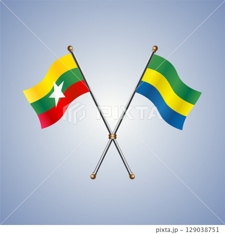 Myanmar and Gabon flag. Vector Illustration Myanmar and Gabon flag. Vector Illustration 129038751