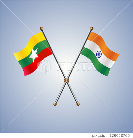 Myanmar and India flag. Vector Illustration Myanmar and India flag. Vector Illustration 129038760