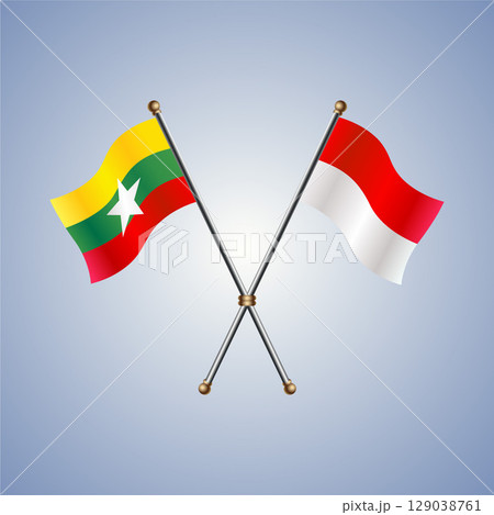 Myanmar and Indonesia flag. Vector Illustration Myanmar and Indonesia flag. Vector Illustration 129038761
