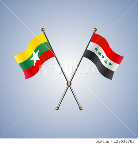 Myanmar and Iraq flag. Vector Illustration 129038763