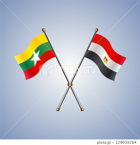 Myanmar and EGYPT flag. Vector Illustration 129038784