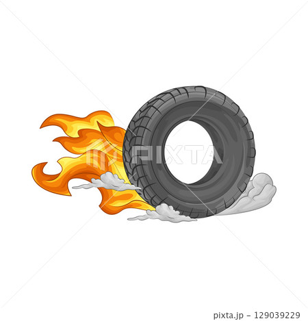 Illustration of Burning Tire Illustration of Burning Tire 129039229