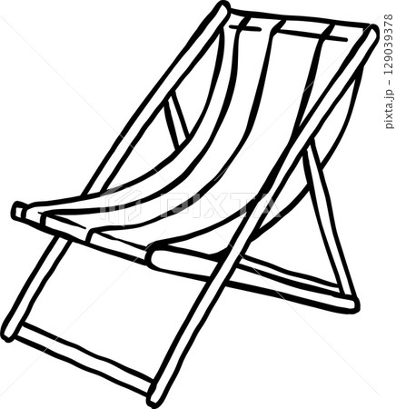 Beach chair doodle outline, fisherman aesthetic 129039378