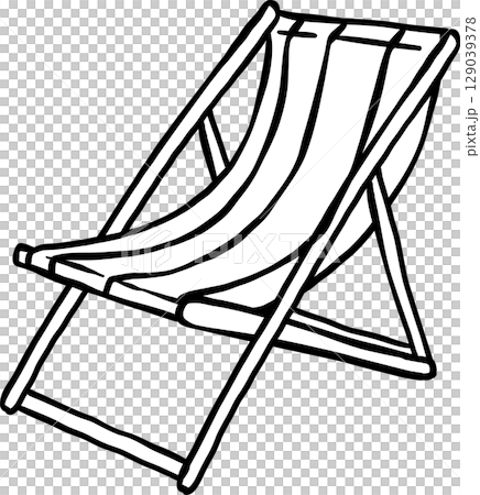 Beach chair doodle outline, fisherman aesthetic 129039378