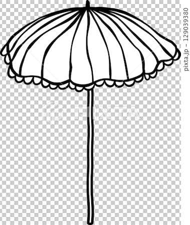 Beach umbrella doodle outline, fisherman aesthetic 129039380