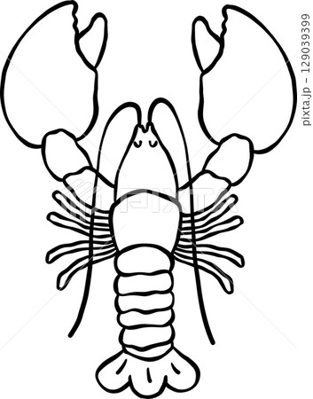 Cute groovy lobster hand drawn doodle outline, fisherman aesthetic 129039399