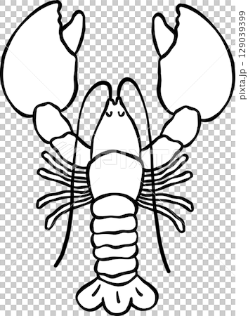 Cute groovy lobster hand drawn doodle outline, fisherman aesthetic 129039399