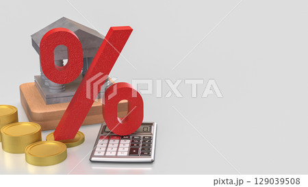The Bank Building and Gold coins for Business concept 3d rendering. 129039508
