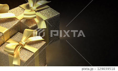 The Gold Gift box  for celebration or Holiday concept 3d Rendering. The Gold Gift box  for celebration or Holiday concept 3d Rendering. 129039518