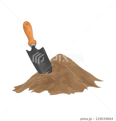 Illustration of Shovel with Sand 129039664