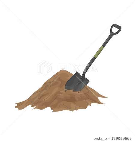 Illustration of Shovel with Sand 129039665