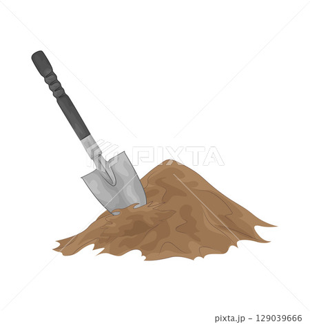 Illustration of Shovel with Sand 129039666