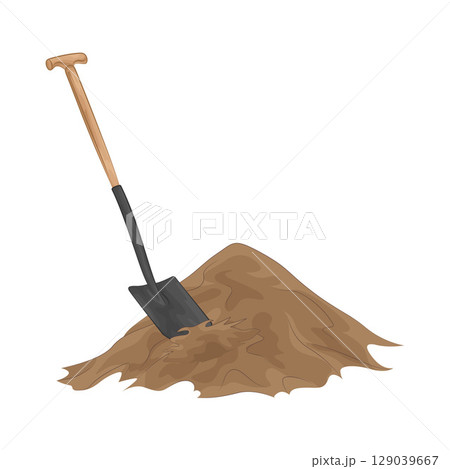 Illustration of Shovel with Sand 129039667