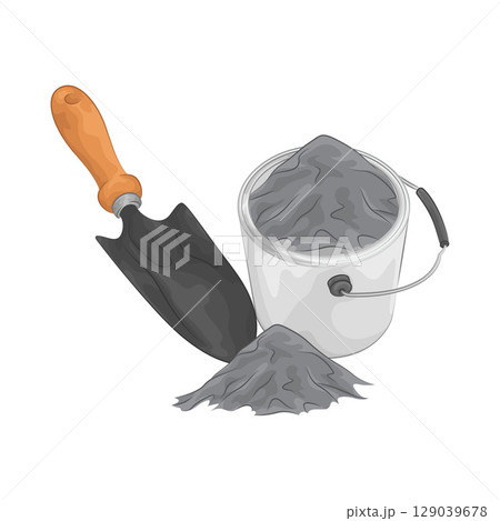 Illustration of Shovel with Sand Bucket Illustration of Shovel with Sand Bucket 129039678