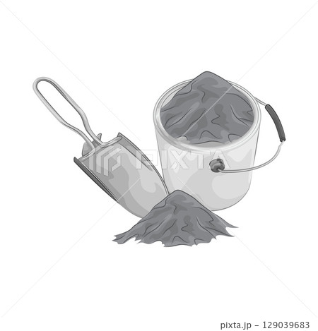 Illustration of Shovel with Sand Bucket  129039683
