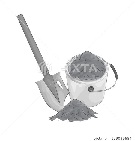 Illustration of Shovel with Sand Bucket  129039684
