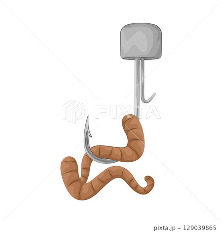 Illustration of Worm On Hook Illustration of Worm On Hook 129039865