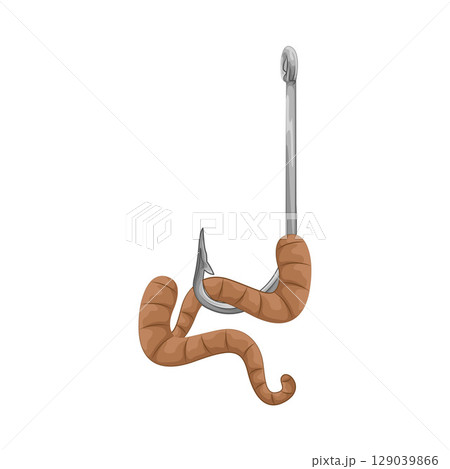 Illustration of Worm On Hook Illustration of Worm On Hook 129039866